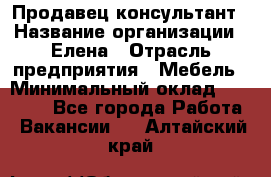 Продавец-консультант › Название организации ­ Елена › Отрасль предприятия ­ Мебель › Минимальный оклад ­ 20 000 - Все города Работа » Вакансии   . Алтайский край